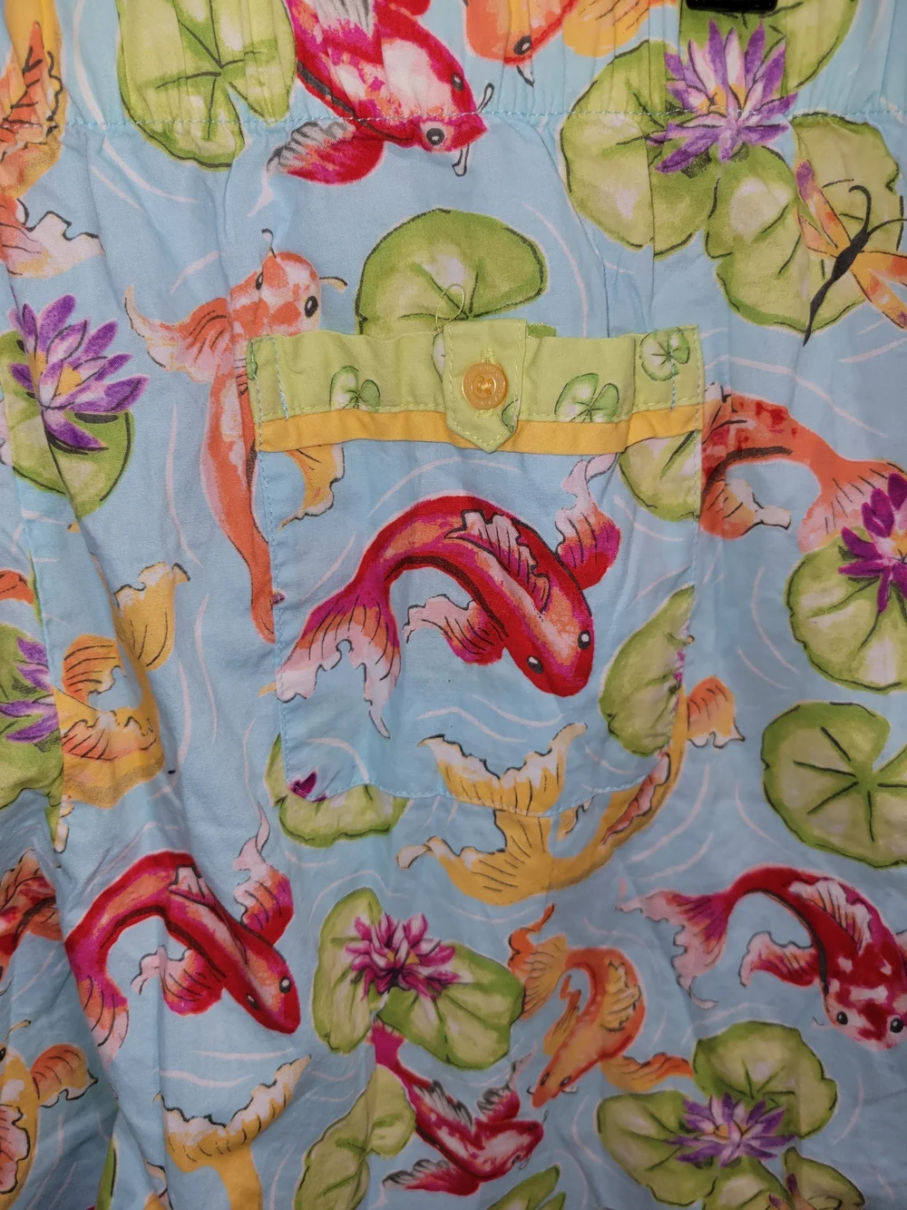 Nick & Nora Pajama Pants Womens Y2K Novelty Print Koi Fish Asian Cotton XXL